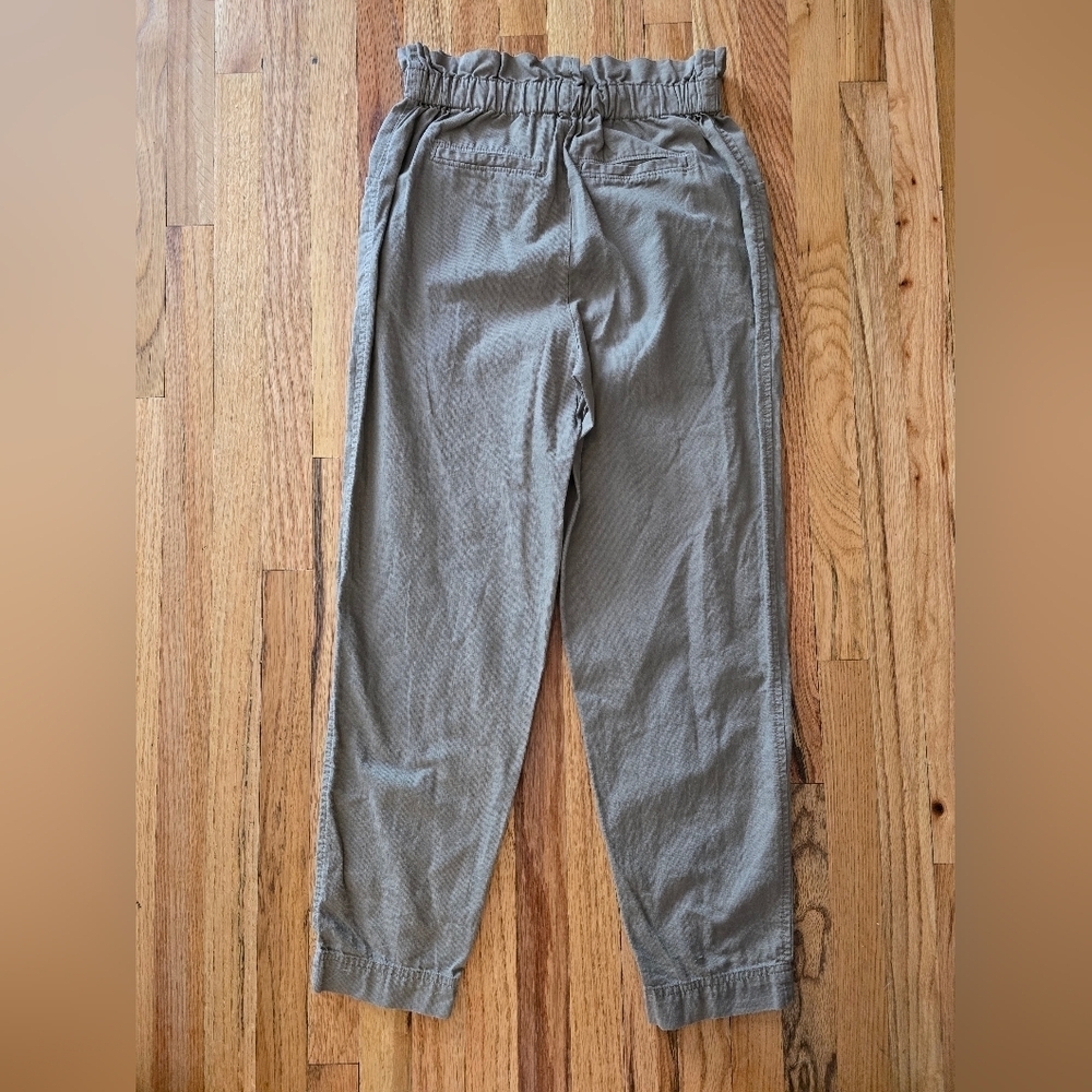 Madewell Khaki High Waisted Paper bag Pants Size 25 Straight Leg - Picture 2 of 6